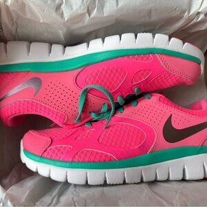 Nike Bright Pink and Green Running Shoes
